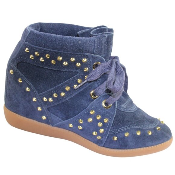 Schutz Sailfish Dark Blue Suede Hidden Wedge Lace-Up Sneaker Size 6 - Picture 2 of 11